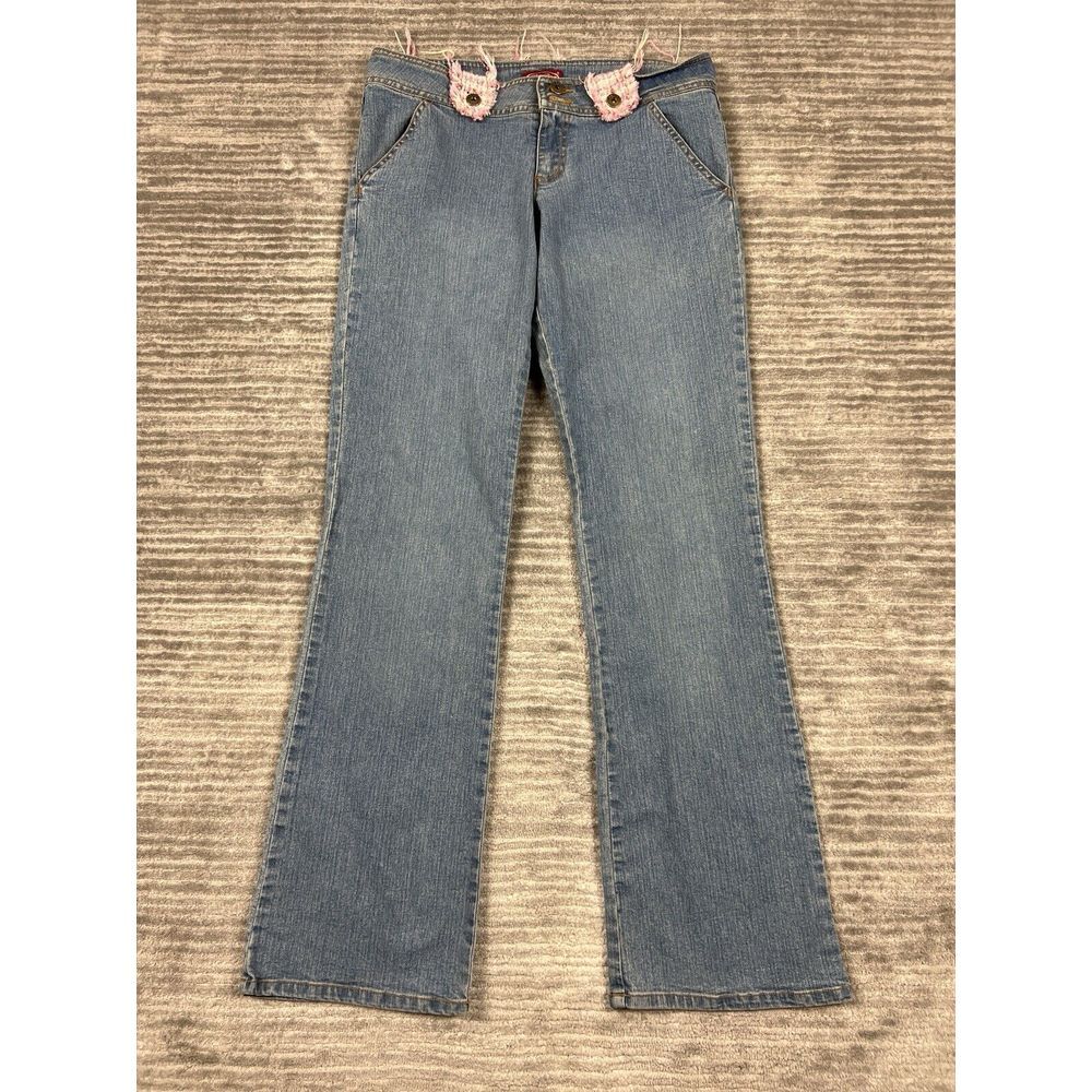 Bebop Jeans Juniors 9 Blue Denim Bootcut Cotton Blend Casual Trim